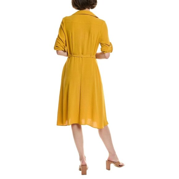 Sharagano Womens Faux Wrap Dress Gold Ray Size 16 - Picture 2 of 6